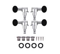 Juego de Clavijas de Afinación para Ukelele, Clavijas de Afinación de Cuerdas para Ukelele 2L2R, Afinadores de Bloqueo, Clavijas de Máquina de Aleación de Zinc, Negro Plateado