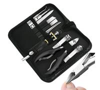 Juego de clavijas de clavos, kit de clavícula de uñas | Kit de tijeras de uñas de acero inoxidable 10x,Conjunto de corte de uñas con estuche, herramientas de para viajes al aire libre