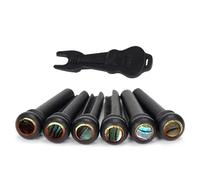 Juego de clavijas de puente de guitarra de ébano con extractor de pines, clavijas de bajo, instrumentos de cuerda, removedor de clavos, accesorios de mantenimiento de repuesto