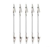 Juego de clips de cocodrilo de metal de doble cabeza, bobina flexible y soporte de etiquetas para estantes, fotos, notas y uso publicitario, paquete de 5, 180 mm/280 mm, plateado (280 mm)