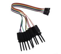 Juego de clips de gancho de prueba de analizador lógico de 20 pines, sondas de alambre de cobre retráctiles para pruebas de chips, compatible con componentes Hobby USB (negro)