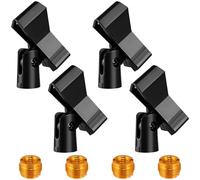 Juego de clips de micrófono para soportes: 4 soportes de micrófono ajustables con adaptadores, micrófono inalámbrico y abrazadera para soportes de micrófono, adaptador macho de 5/8 pulgadas a hembra