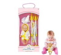 Juego de Cochecito de muñeca Plegable, Cochecito de muñeca con muñeca para niños,Juego de muñecas Plegables para Cochecito de muñecas de 10 Pulgadas - Juego de muñeca Realista con Cochecito de