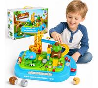 Juego de coches de aventura en pista de carreras de automóviles: vehículos magnéticos para hámsters - 20 etapas de aventura de parque de animales sin baterías, juguete educativo mecánico STEM para