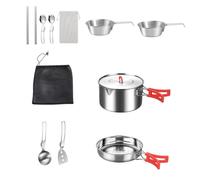 Juego de cocina al aire libre, Camping Cooking Gear, Camping Pots and Pans, Travel Cooking Set, Stainless Steel Outdoor Camping Cookware Set with Storage Bag for Hiking and Backpacking