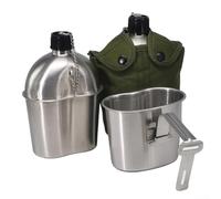 Juego de cocina de acero inoxidable con taza de hervidor y bolsa de transporte de nailon de perfil bajo para viajes en el desierto