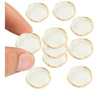 Juego de cocina en miniatura de 10 piezas, platos de resina, accesorios a escala 1/12, platos redondos blancos con adornos dorados, decoración de muebles en miniatura, adorno para cocina vintage, com