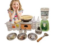 Juego De Cocina En Miniatura,Juego De Utensilios De Cocina Real Y Herramientas,Olla para Freír, Utensilios para Cocinar Comida Auténtica con Quemador De Estufa Mini - para Niños y Niñas