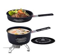 Juego de cocina para camping | Olla y sartén para cocina al aire libre | Mango desmontable para cocinar uniforme ideal para excursiones familiares Picnic Playa Senderismo