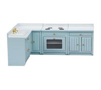 Juego de cocina para casa de muñecas de 4 piezas, juego de mesa de cocina con gabinete de fregadero de estufa de juguete a escala 1/12 de madera, muebles de casa de muñecas, decoración de modelo deli