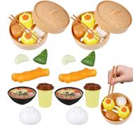 Juego de Cocina para niños Cocina Real, 2 Juegos de Juguetes de Comida para niños, Juguetes Chinos de plástico Dim Sum Desayuno Chino Realista Juego de simulación para Desayuno Juguete al Vapor