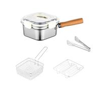 Juego de cocina portátil multiusos de acero inoxidable para almacenamiento de alimentos, kit de mini freidora multifuncional que ahorra aceite para compras y salidas familiares al aire libre