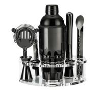 Juego de Coctelera con Soporte, Coctelera Kit de Acero Inoxidable con 12 Piezas de Accesorios para Bar, Kit de Coctelera Profesional para Bar en Casa Fiesta, Cocktail Kit Regalos para Hombres (Negro)