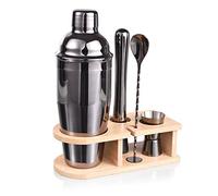Juego de coctelera de 5 piezas, 750 ml, de acero inoxidable, juego profesional de barman Martini Mixing Bartending Kit Combinación, Home Stylish Bar Tool Set con cuaderno de recetas de cóctel (gris)