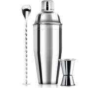 Juego de coctelera de 680 ml, batidora profesional de margarita, coctelera y vaso medidor y cucharas mezcladoras, herramienta profesional de acero inoxidable, colador de barman integrado para martini