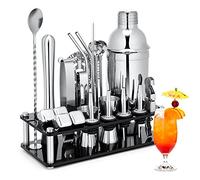 Juego de coctelera, Kit de Barman de Acero Inoxidable de 23 Piezas con Soporte acrílico y folleto de Recetas de cócteles, Herramientas Profesionales de Bar para Mezclar Bebidas, hogar, Bar, Fiesta