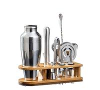 Juego de Coctelera Kit de Coctelería Juego De Coctelera De 10 Piezas Con Soporte De Bambú Juego De Barman De Acero Inoxidable Juego De Herramientas De Barra Coctelera para Cócteles Coctelera de Cóctel