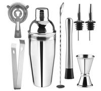 Juego de Coctelera, Mezzar 8 Piezas Kit de Cocktail de Profesionales, 750Ml Traje de Bartender Set de Cóctel de Acero Inoxidable, con Vasos de Medición Agitadores para Familias Bares Fiestas