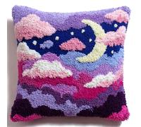 Juego De Cojines Con Ganchos De Nudos,Dibujos Animados De Cielo Estrellado Para O Principiantes Adultos,Diy Cierre De Ganchos,Funda De Almohada,Juego De Bordado,Alfombra De Anudado 43X43Cm