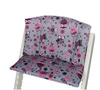 Juego de cojines de BambiniWelt para trona Tripp Trapp de Stokke, diseño de búhos gris Grau Pink/Rosa Eulen