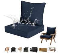 Juego de cojines para muebles de jardín al aire libre, cojines de asiento impermeables con respaldo para patio, balcón, sofá, oficina, coche, 55 x 55 x 12 cm y almohadas de 55 x 50 cm