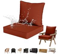 Juego de cojines para muebles de jardín al aire libre, cojines de asiento impermeables con respaldo para patio, balcón, coche, oficina, 62 x 62 x 10 cm y 62 x 50 cm, almohadas cómodas