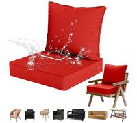Juego de cojines para muebles de jardín, cojines impermeables para silla con respaldo para sofá al aire libre, balcón, oficina, coche, tamaño de la almohadilla: 62 x 62 x 8 cm, tamaño de la almohada