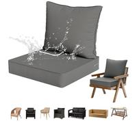 Juego de cojines para muebles de jardín, cojines impermeables para silla con respaldo para sofá al aire libre, balcón, patio, coche y oficina, 62 x 62 x 10 cm, cojín de asiento de 62 x 50 cm