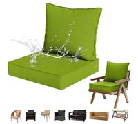 Juego de cojines para muebles de jardín, cojines impermeables para silla con respaldo para sofá al aire libre, balcón, sillón, oficina automática, 60 x 60 x 10 cm y almohadas de 60 x 50 cm