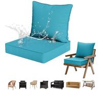 Juego de cojines para muebles de jardín, cojines impermeables para silla con respaldo para sofá al aire libre, balcón, reclinable, coche, oficina, 55 x 60 x 10 cm, almohada de 55 x 50 cm