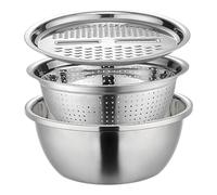 Juego de colador de acero inoxidable, 3pcs/Set 10 Dia..Tazón de rallado, cuenca de acero inoxidable para lavado, enjuague, trituración