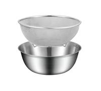 Juego de colador de acero inoxidable, colador de acero inoxidable, escurridor de alimentos de cocina, colador de acero inoxidable, cesta colador de malla con cuenco mezclador para pasta cocida,