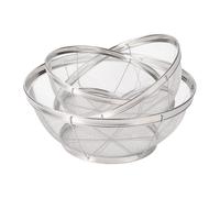 Juego de colador de acero inoxidable de 3 piezas, colador de cocina de malla con diseño apilable para lavar verduras, escurrir pasta, arroz, preparación de ensaladas, uso en restaurantes en el hogar