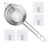 Juego de Colador de Acero Inoxidable de 4 Piezas Con Ganchos - Malla Fina para Cocina, Harina, Pasta y Tamizado