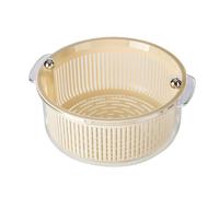 Juego de colador de cocina con colador de tazón, cesta de drenaje giratoria de doble capa, cesta de lavado de frutas y verduras, color blanco para ensalada, limpieza de bayas y (Cream White)
