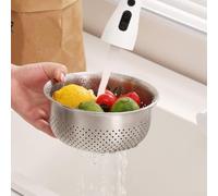 Juego de colador de cocina de acero inoxidable 304 con lavabo, doble función para lavar verduras y escurrir pasta, adecuado para camping, picnics y tareas diarias de cocina (S)