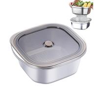 Juego de colador de cocina de acero inoxidable y cuenco, colador de pasta de acero inoxidable de 3600 ml con tapa, cuencos para mezclar, cuenco para arroz, colador para pasta, frutas y verduras