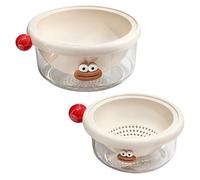 Juego de colador de frutas y verduras de doble, Cream white | Cesta de drenaje de doble capa, lavabo de escurrimiento, enjuague de frutas y verduras, encimera,