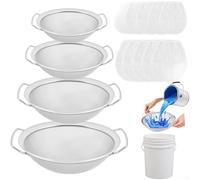 Juego de colador de pintura de malla fina, filtro de cubo de acero inoxidable de 5 galones para pintura, resina, barniz y alimentos, tamiz ultrafino reutilizable con 14 piezas para suavizar