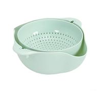 Juego de colador de plástico con mango para lavar frutas, verduras, pasta, arroz, drenaje eficiente, herramienta de cocina, azul (verde)