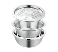 Juego De Colador Y Cuenco De Acero Inoxidable - Cuenco Escurridor De Alimentos Para Una Limpieza Y Escurrido Rápidos Accesorios De Cocina Resistentes Ideal Para Preparar Frutas, Verduras, Arroz, Pasta