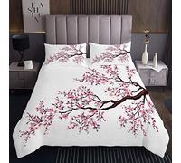 Juego de Colcha de Flores de Cerezo japonés Acolchado Colcha Colcha para niños niñas niños Elegante Flores Rosas Florales Colcha Acolchada Rama árbol habitación Doble de Cama 3 Piezas