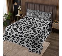 Juego de Colcha de Leopardo para niñas y niños, Color Gris y Negro, Colcha Acolchada de Guepardo Africano, Animales Salvajes, Colcha Acolchada con Textura de Piel de Safari, tamaño Individual, Juego