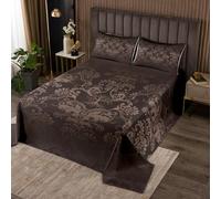 Juego de colcha gótica de damasco para adultos, juego de edredón victoriano antiguo, doble, vintage, floral, gótico, bohemio, sol y luna, decoración barroca bohemia del árbol de la vida, marrón