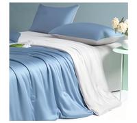 Juego de Colcha Refrescante Doble Cara de Seda de Hielo Lavada, Manta de Verano Ligera Transpirable, Ropa de Cama Suave Reversible para Toda Temporada, Lavable a Máquina (E,150x200cm(Single Quilt))