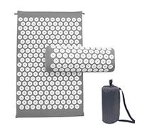 Juego de colchoneta de acupresión y almohada, para aliviar el dolor de espalda y cuello, para aliviar el estrés, con bolsa de viaje (gris)
