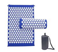 Juego de colchoneta de acupresión y almohada, para aliviar el dolor de espalda y cuello, para aliviar el estrés, con bolsa de viaje (azul)