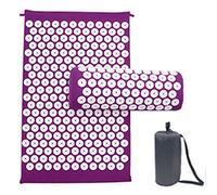 Juego de colchoneta de acupresión y almohada, para aliviar el dolor de espalda y cuello, para aliviar el estrés, con bolsa de viaje (morado)