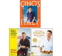 Juego de colección de 3 libros de Gino D'Acampo (Gino's Italian Adriatic Escape, Gino's Healthy Italian for Less, Gino's Italy: Like Mamma Used to Make)