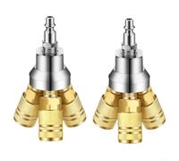 Juego de colector de aire de 3 vías con acopladores de acero compatibles con M D IM estándar de 14 roscas para manguera de compresor, herramienta de soldadura, pistola de clavos, cobre chapado en